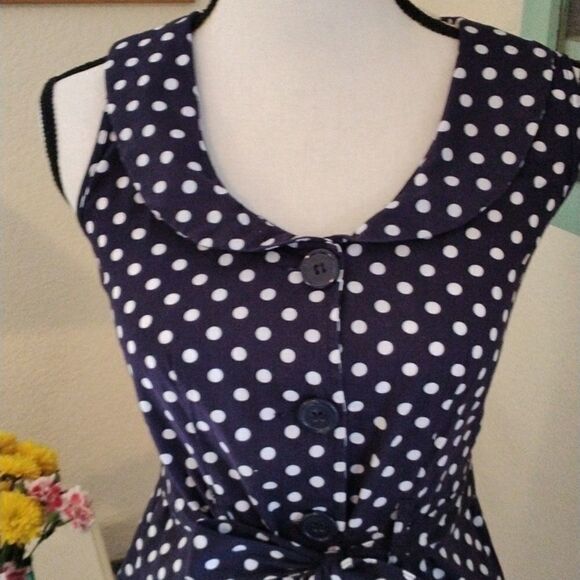 Mlle Gabrielle Polka Dot Cotton Dress. - Picture 2 of 10